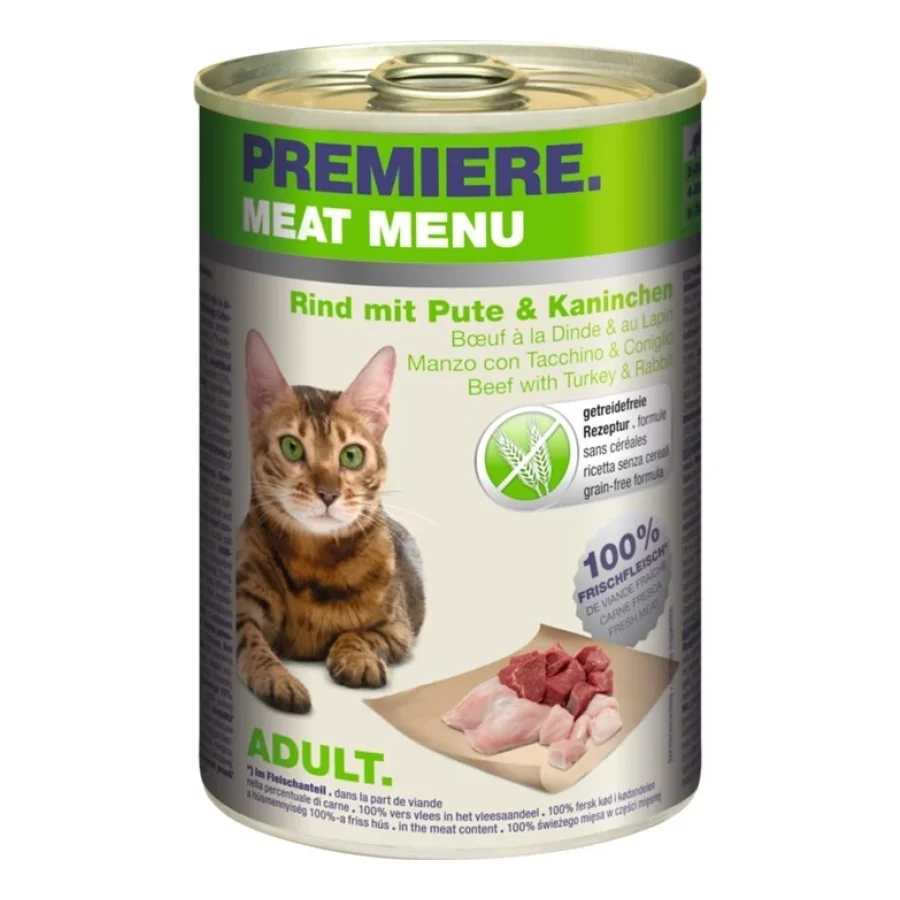 PREMIERE Menu Viande Adulte Bœuf, dinde et lapin 24x400 g