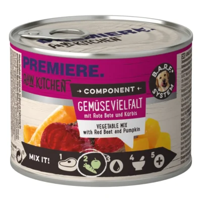 PREMIERE PAW KITCHEN Nourriture humide pour chien adulte Composant, Variété de légumes Fruits & légumes 6x200 g