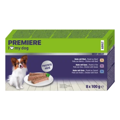 PREMIERE PREM Best Meat Nourriture humide pour chien Adulte Multipack 8x100g