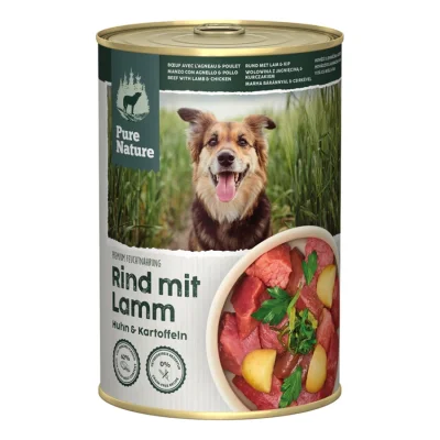 Pure Nature Nourriture humide Chien Adulte 6 x 400 g Bœuf, agneau et poulet