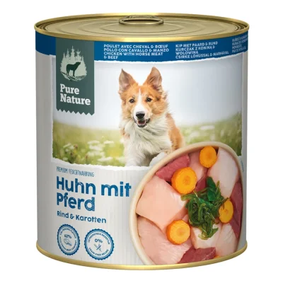 Pure Nature nourriture humide chien adulte 6 x 800 g Poulet, bœuf, cheval