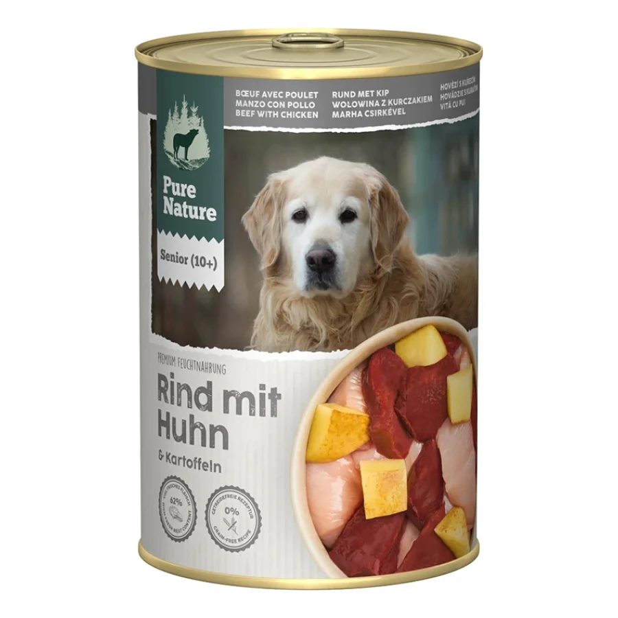 Pure Nature nourriture humide chien senior bœuf avec poulet 6 x 400 g