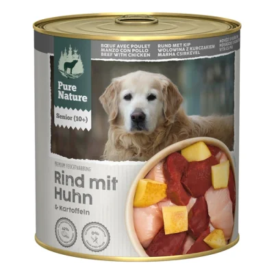 Pure Nature nourriture humide pour chien senior bœuf avec poulet 6 x 800 g