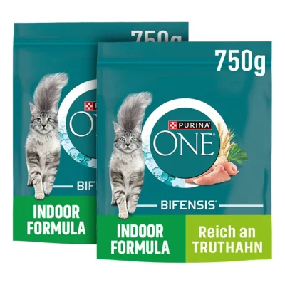 Purina ONE BIFENSIS Indoor au dindon et au grain complet 2x750 g
