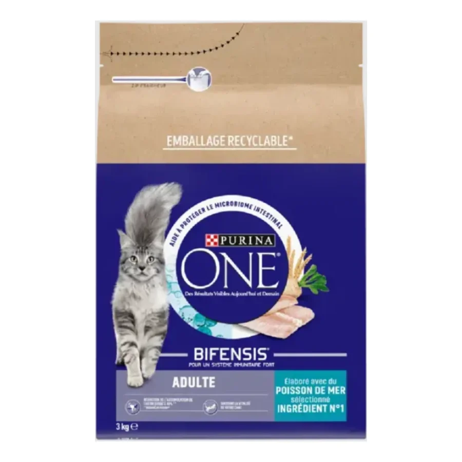 Purina ONE Croquettes pour Chat Adulte au Poisson et aux Céréales 3 kg