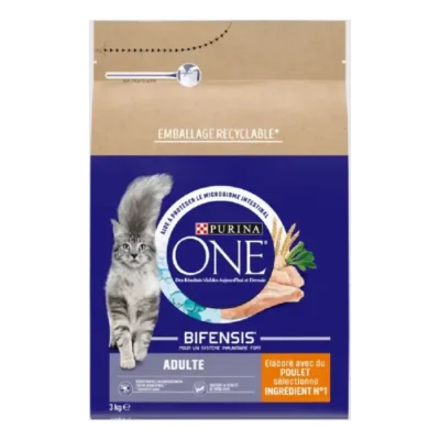 Purina ONE Croquettes pour Chat Adulte au Poulet et aux Céréales 3 kg