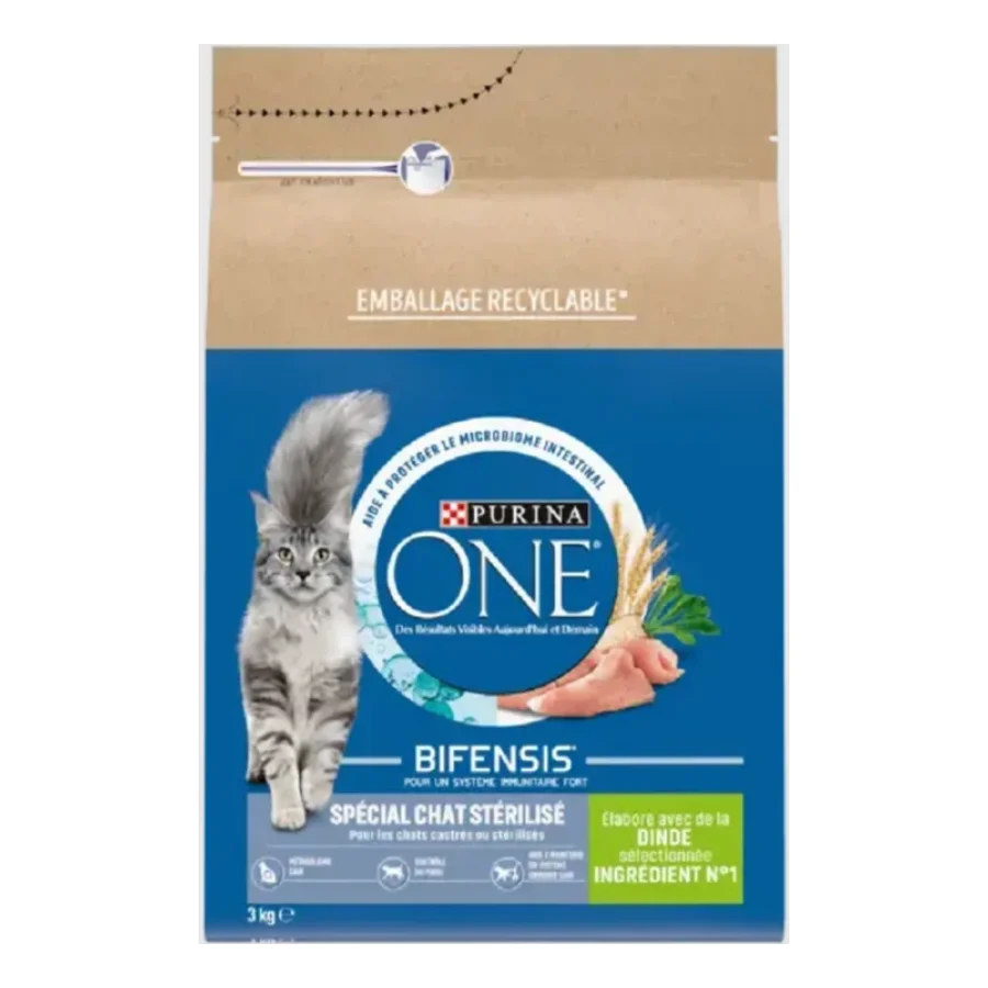 Purina ONE Croquettes pour Chat Stérilisé à la Dinde 3 kg
