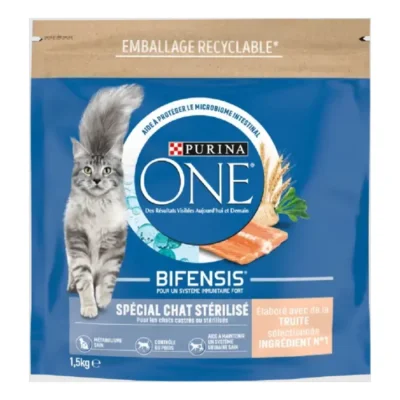 Purina ONE Croquettes pour Chat Stérilisé à la Truite et au Blé 1,5 kg