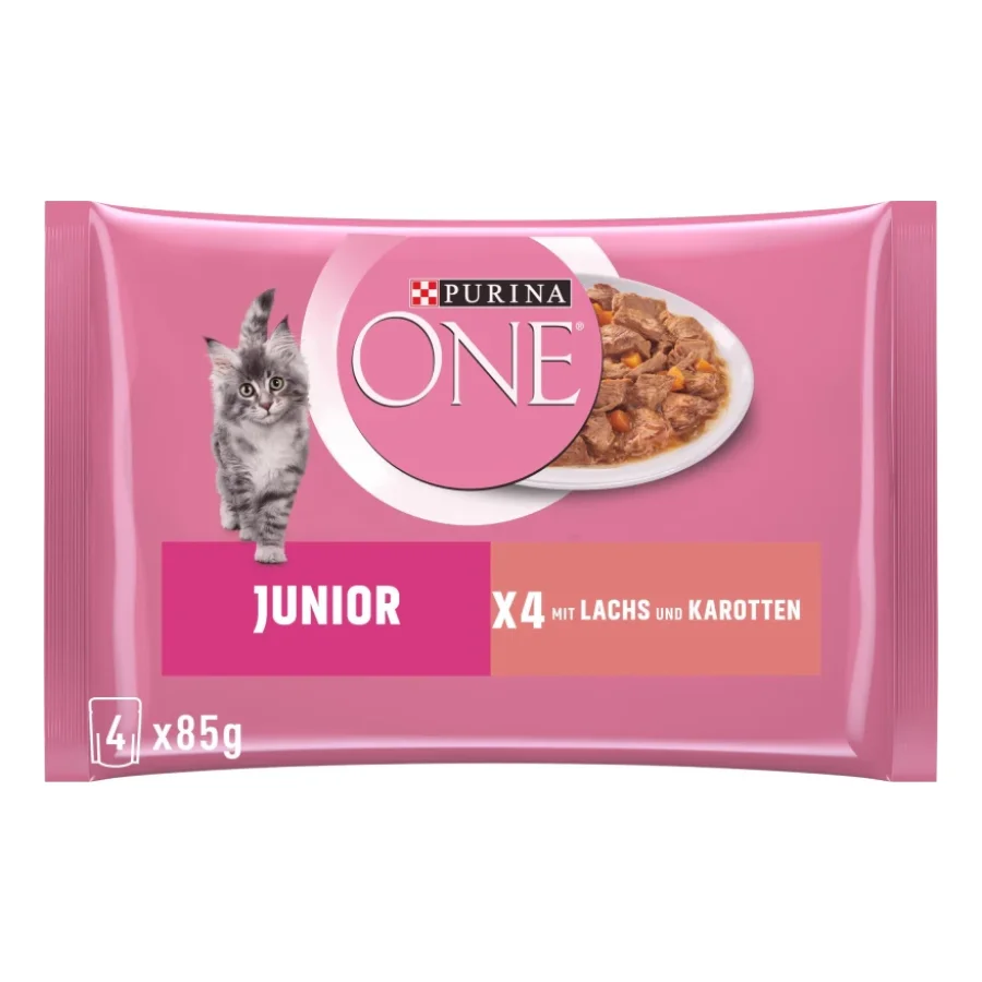 Purina ONE Junior Nourriture pour chaton tendre humide en sauce saumon 12x4x85 g