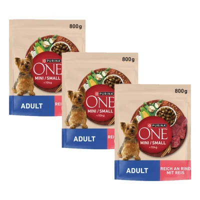 Purina ONE Mini Adult Riche en bœuf 3x800 g