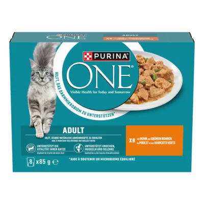 Purina ONE Nourriture humide chat Adult morceaux tendres en sauce 8 x 85 g