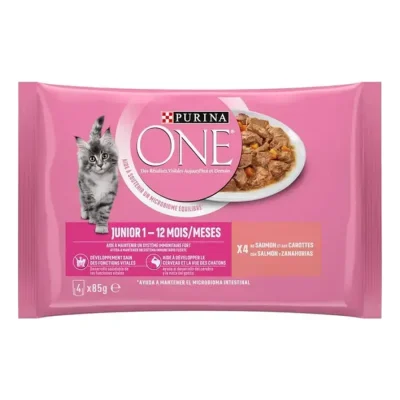 Purina ONE - Sachets pour Chaton au Saumon et aux Carottes 4 x 85 g