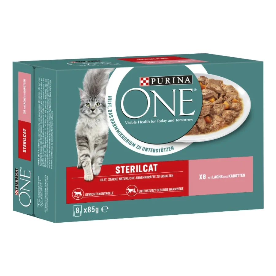 Purina ONE STERILCAT Nourriture humide pour chat Adulte morceaux tendres en sauce 8 x 85 g