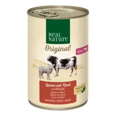 REAL NATURE Adult agneau au bœuf et à l’huile de chardon 12x400 g