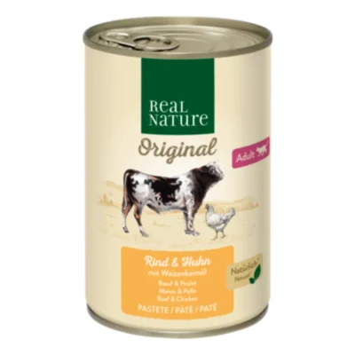 REAL NATURE Adult bœuf et poulet à l’huile de germes de blé 6x400 g