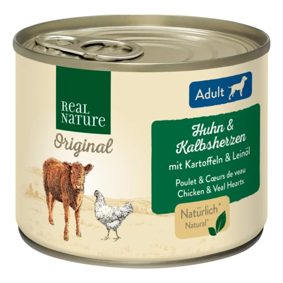 REAL NATURE Adult Cœurs de Veau & Poulet 24x200 g