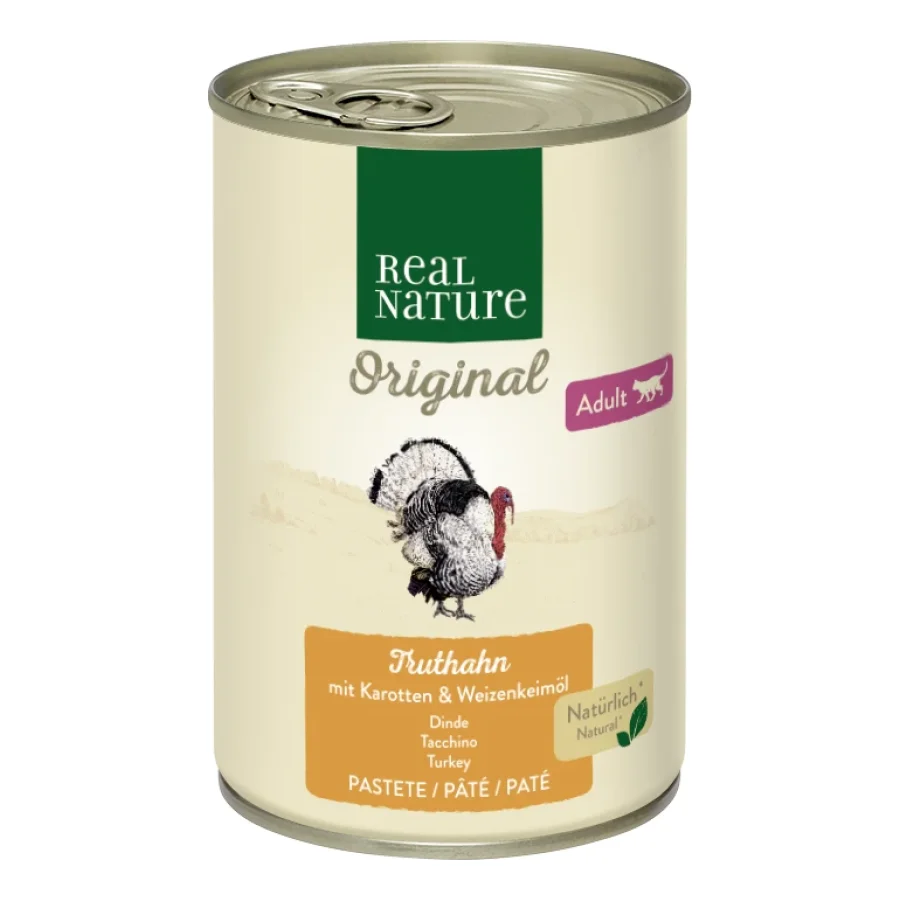 REAL NATURE Adult Dinde, carottes et huile de germe de blé 6x400 g