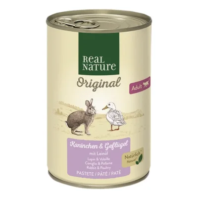 REAL NATURE Adult lapin et volaille à l’huile de lin 6x400 g