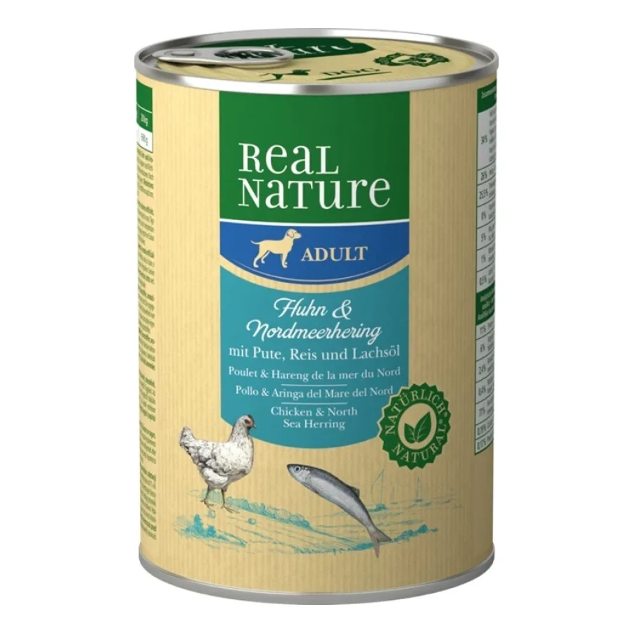 REAL NATURE Adult Poulet et hareng de la mer du Nord 12x400 g