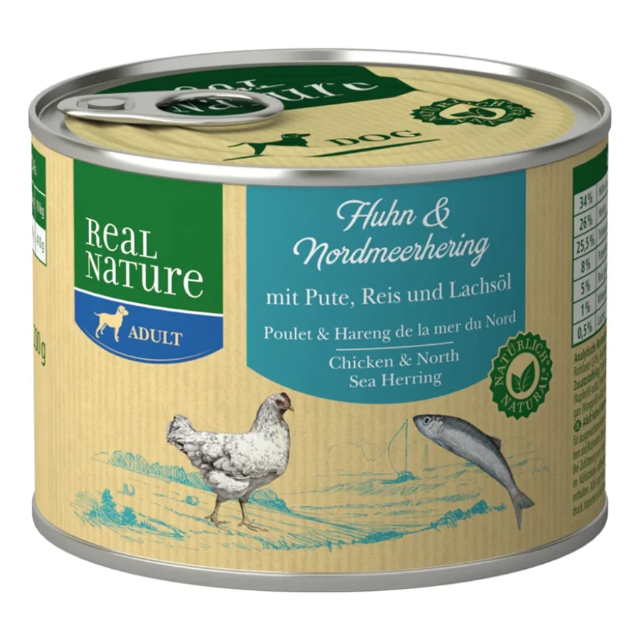 REAL NATURE Adult Poulet et hareng de la mer du Nord 6x200 g