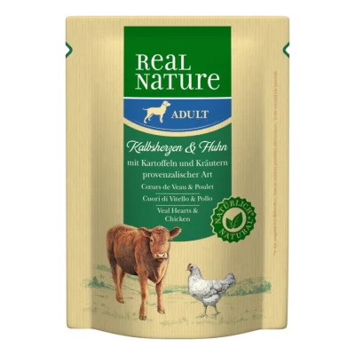 REAL NATURE Adult Sachets Cœurs de Veau & Poulet 12x300 g