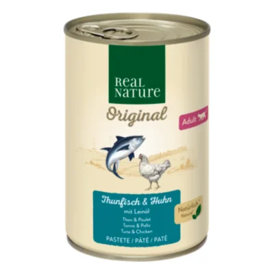 REAL NATURE Adult thon et poulet à l’huile de lin 12x400 g