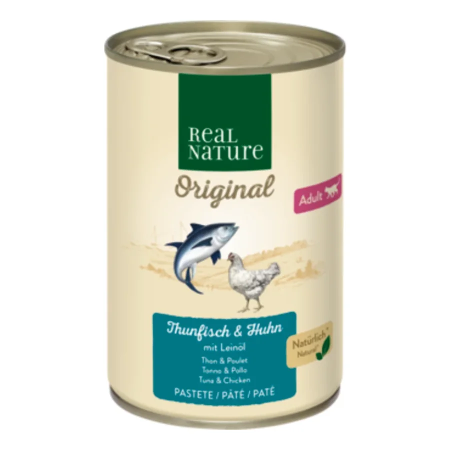 REAL NATURE Adult thon et poulet à l’huile de lin 12x400 g