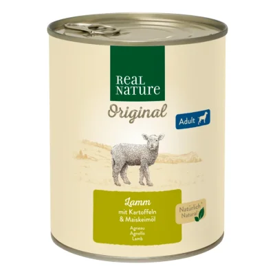 REAL NATURE nourriture humide chien adulte Agneau aux pommes de terre 12x800 g