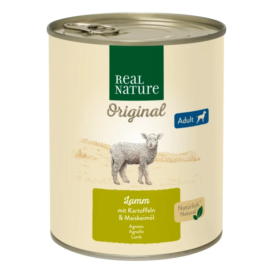 REAL NATURE nourriture humide chien adulte Agneau aux pommes de terre 24x800 g