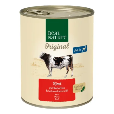 REAL NATURE nourriture humide chien adulte Bœuf aux Pommes de terre 12x800 g