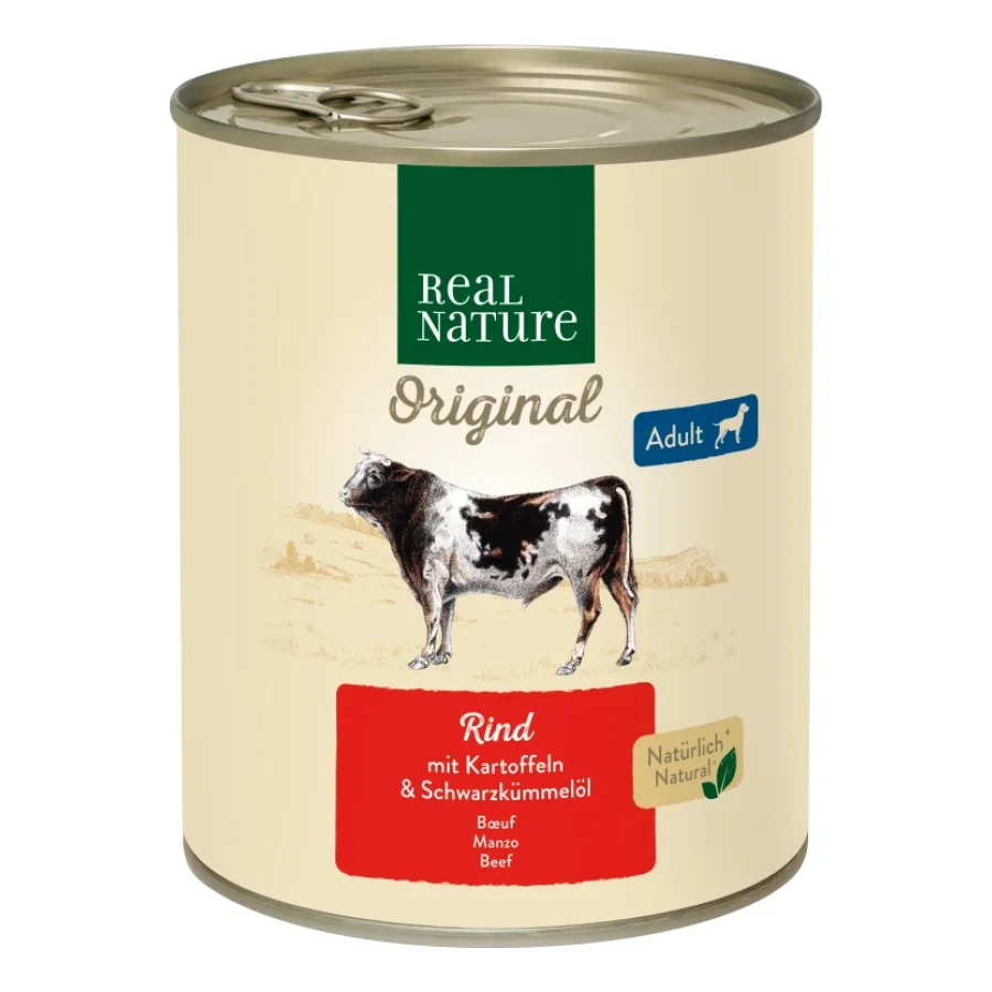 REAL NATURE nourriture humide chien adulte Bœuf aux Pommes de terre 6x800 g