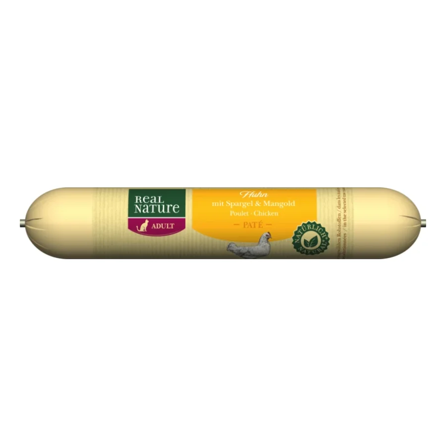 REAL NATURE Original Adult Saucisse pour chat 12 x 70 g Poulet aux asperges et aux côtes de blettes 12x70 g