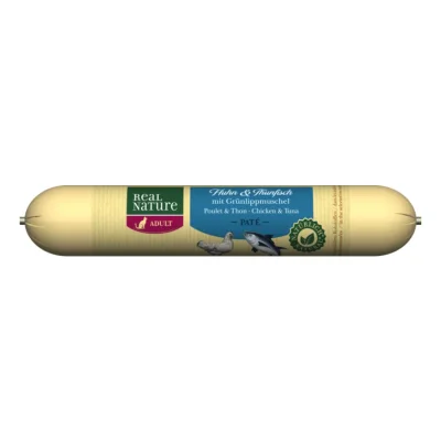 REAL NATURE Original Adult Saucisse pour chat 12 x 70 g Poulet et thon aux moules aux orles verts 12x70 g