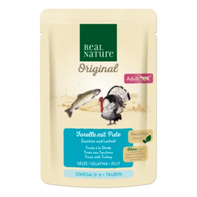 REAL NATURE Original nourriture humide pour chat, Adulte Truite avec dinde 12x85 g