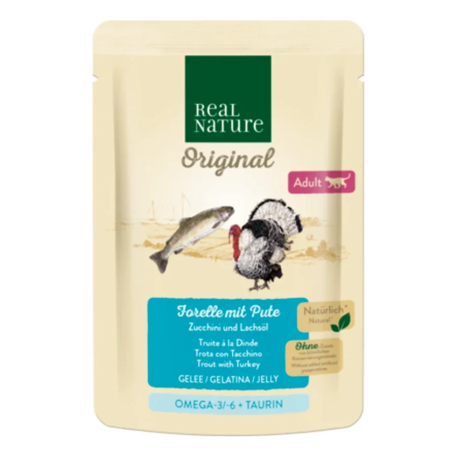 REAL NATURE Original nourriture humide pour chat, Adulte Truite avec dinde 12x85 g