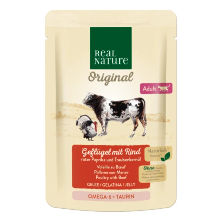 REAL NATURE Original nourriture humide pour chat, Adulte Volaille avec bœuf 12x85 g
