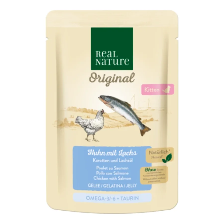 REAL NATURE Original nourriture humide pour chat, chaton, Poulet avec saumon 12x85 g