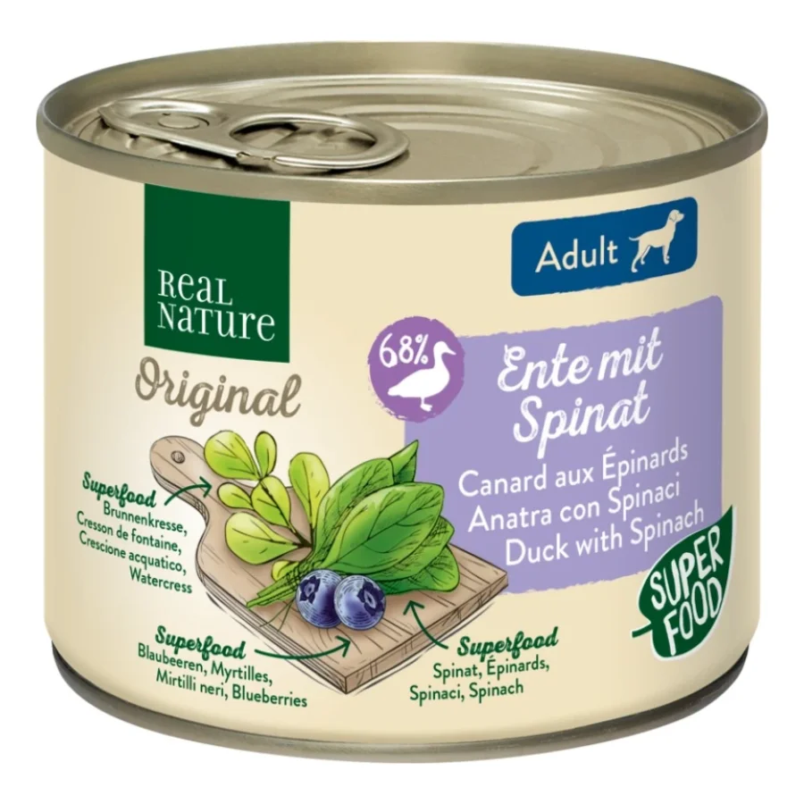 REAL NATURE Superfood Adult Canard aux épinards 12x200 g