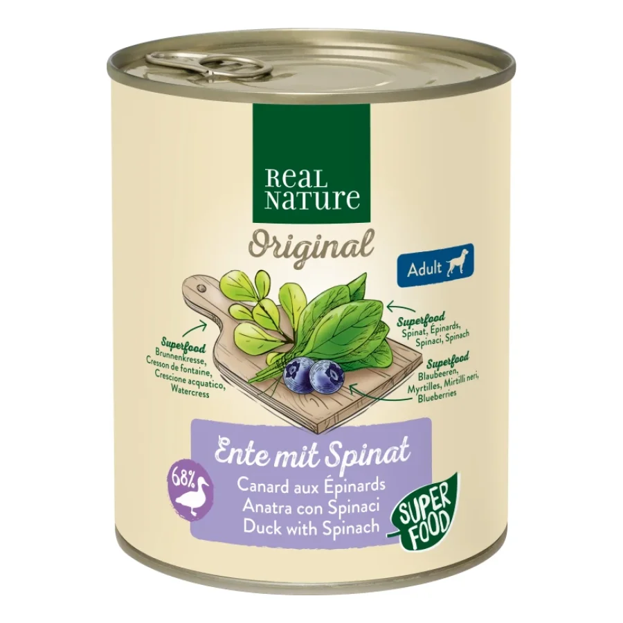 REAL NATURE Superfood Adult Canard aux épinards 24x800 g