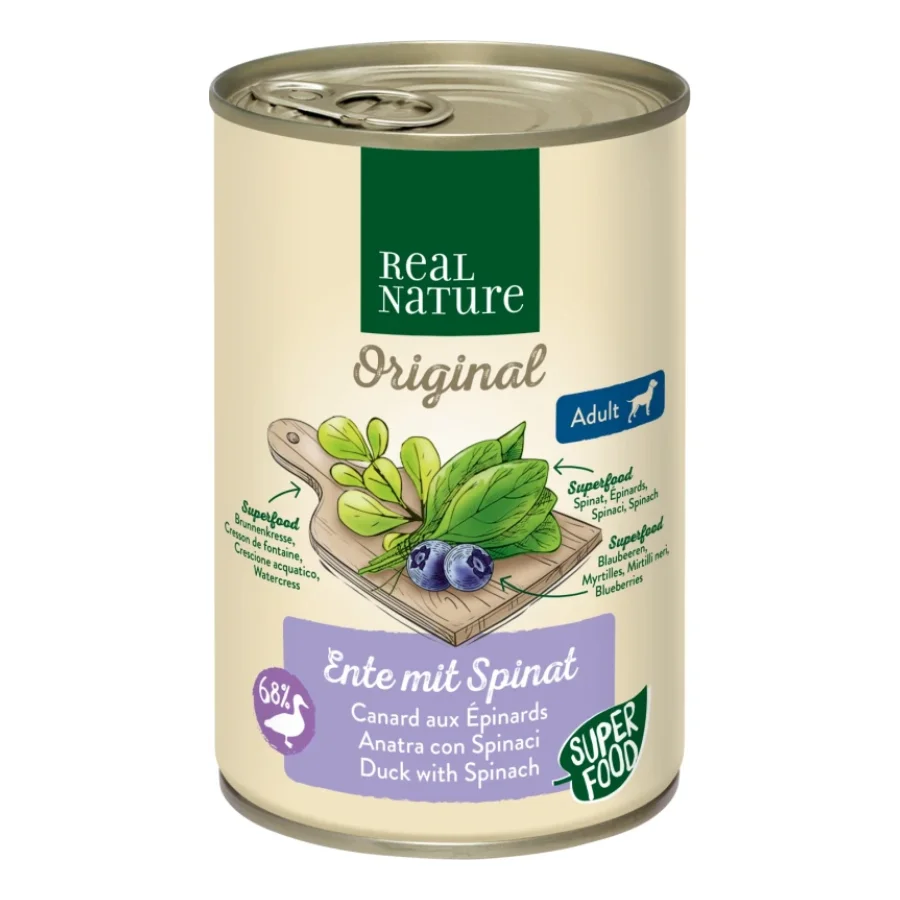 REAL NATURE Superfood Adult Canard aux épinards 6x400 g