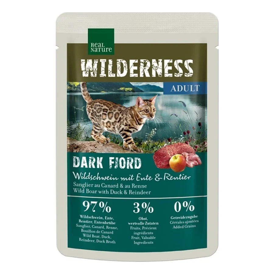 REAL NATURE Wilderness Adult 12 x 85 g Dark Fjord sanglier au canard et au renne 12x85 g