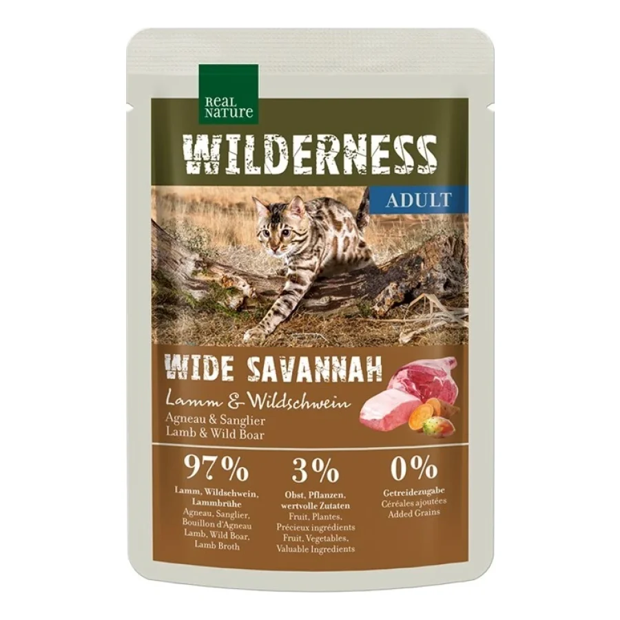 REAL NATURE Wilderness Adult 12 x 85 g Wide Savannah agneau & sanglier 12x85 g
