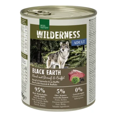 REAL NATURE WILDERNESS Adult Bœuf Black Earth, autruche et buffle 12x800 g