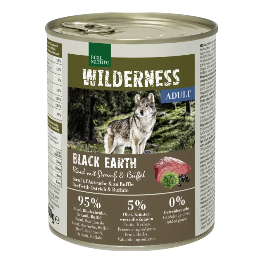 REAL NATURE WILDERNESS Adult Bœuf Black Earth, autruche et buffle 24x800 g