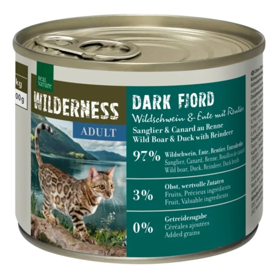 REAL NATURE WILDERNESS Adult Dark Fjord sanglier au canard et au renne 12x200 g