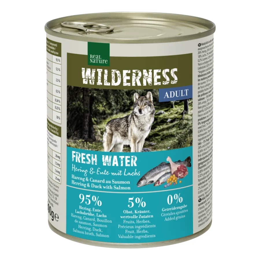 REAL NATURE WILDERNESS Adult Fresh Water au hareng, saumon et canard 6x800 g