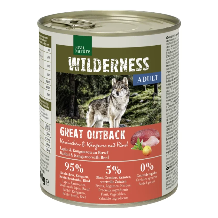 REAL NATURE WILDERNESS Adult Great Outback lapin, kangourou et bœuf 24x800 g