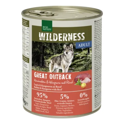 REAL NATURE WILDERNESS Adult Great Outback lapin, kangourou et bœuf 6x800 g