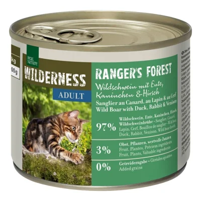 REAL NATURE WILDERNESS Adult Ranger Forest sanglier au canard, lapin et cerf 6x200 g