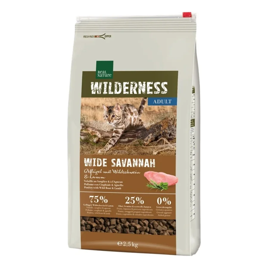 REAL NATURE WILDERNESS Adult Wide Savannah Volaille, sanglier et agneau 2,5 kg